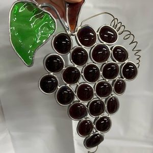 Vintage 80/90’s Handmade Stained Glass Purple Grape Bunch.